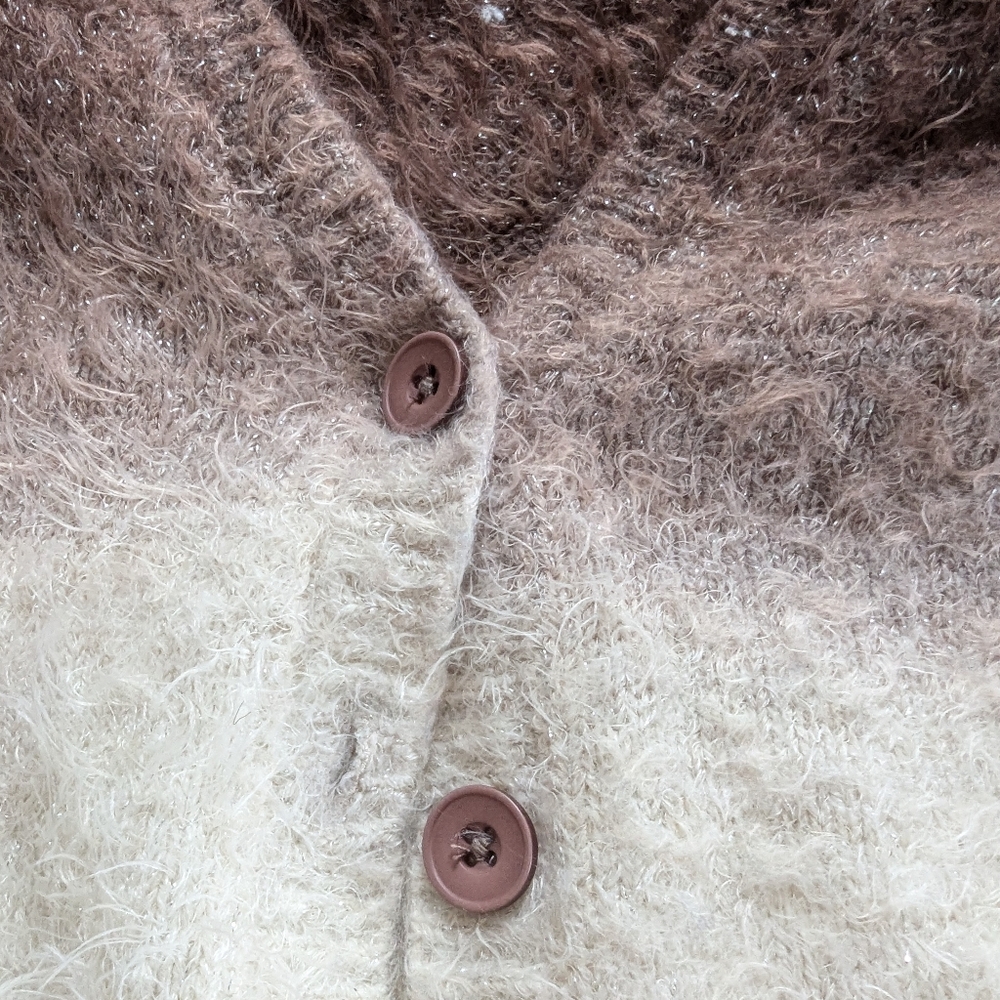 Brown and Cream Fuzzy Cardigan by Melissa McCarthy large - Picture 3 of 6